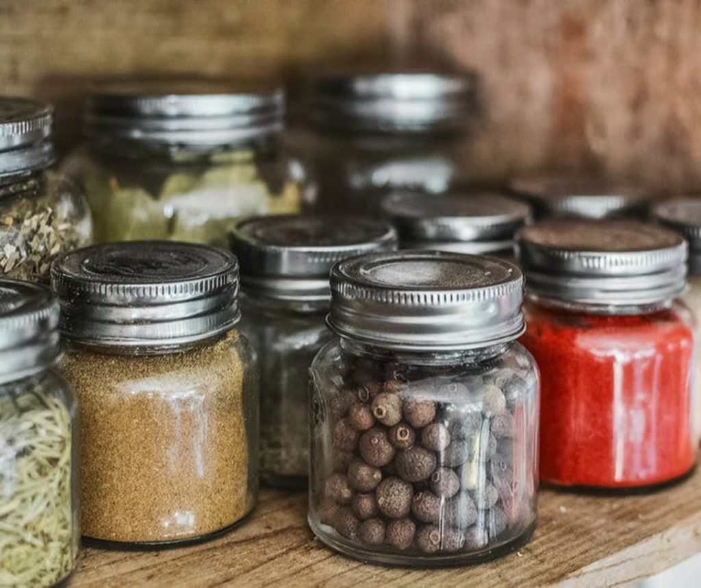 organized herbs and spices